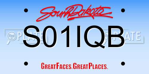 S01IQB South Dakota License Plate