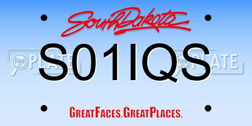 S01IQS South Dakota License Plate