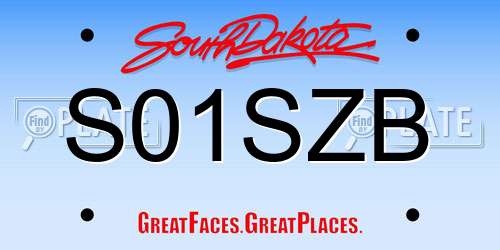 S01SZB South Dakota License Plate