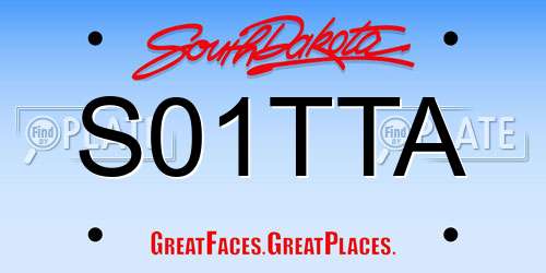 S01TTA South Dakota License Plate