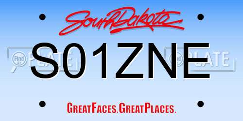 S01ZNE South Dakota License Plate