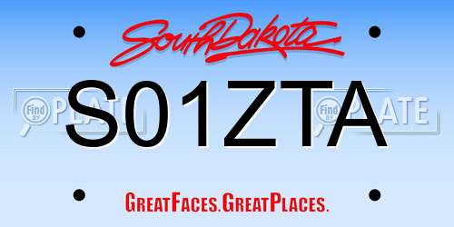 S01ZTA South Dakota License Plate