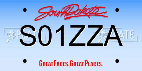 S01ZZA South Dakota License Plate