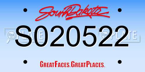 S020522 South Dakota License Plate