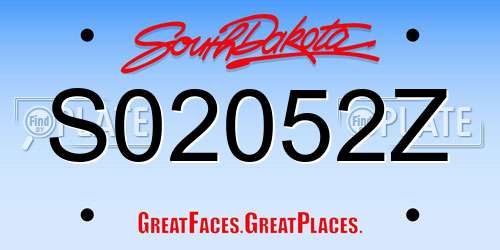 S02052Z South Dakota License Plate