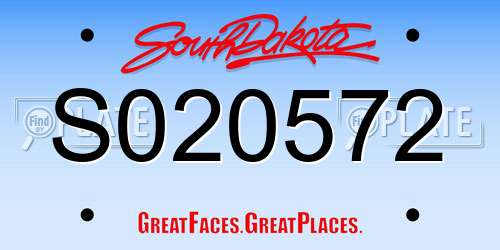 S020572 South Dakota License Plate
