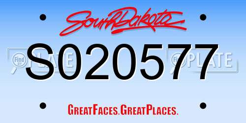 S020577 South Dakota License Plate