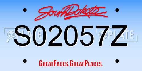 S02057Z South Dakota License Plate
