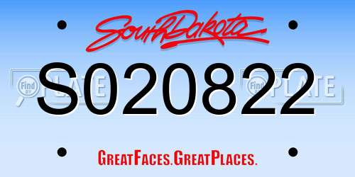 S020822 South Dakota License Plate