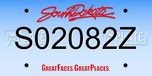 S02082Z South Dakota License Plate