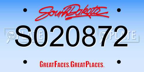 S020872 South Dakota License Plate