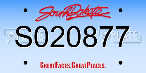 S020877 South Dakota License Plate