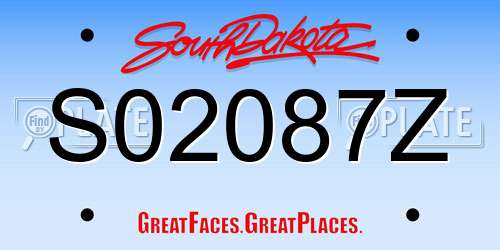 S02087Z South Dakota License Plate
