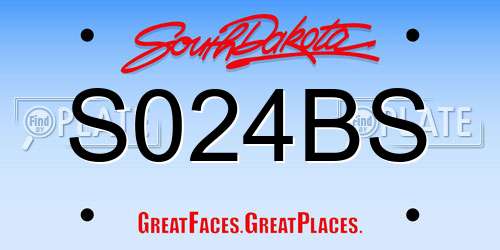 S024BS South Dakota License Plate