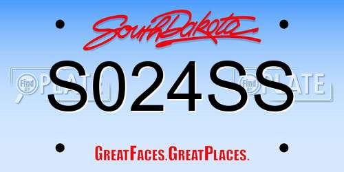 S024SS South Dakota License Plate