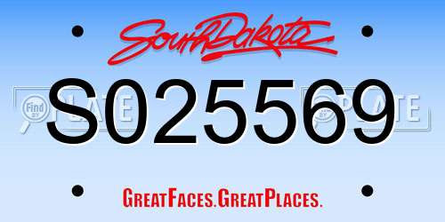 S025569 South Dakota License Plate