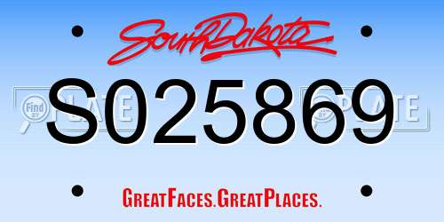 S025869 South Dakota License Plate