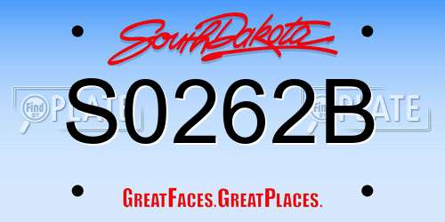 S0262B South Dakota License Plate