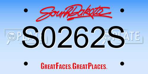 S0262S South Dakota License Plate