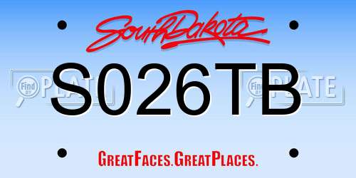 S026TB South Dakota License Plate