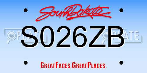 S026ZB South Dakota License Plate