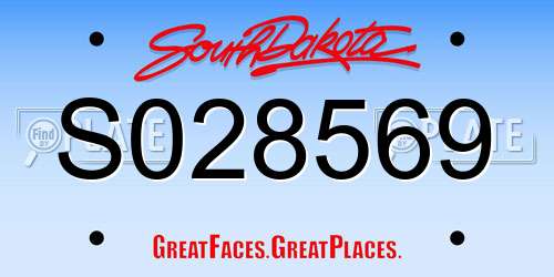 S028569 South Dakota License Plate