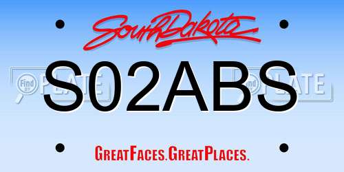 S02ABS South Dakota License Plate
