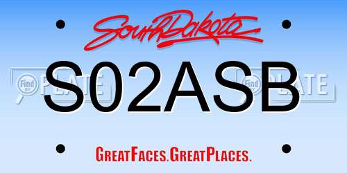 S02ASB South Dakota License Plate
