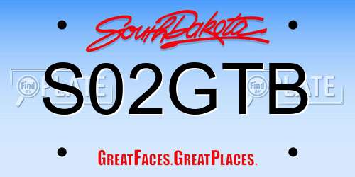 S02GTB South Dakota License Plate