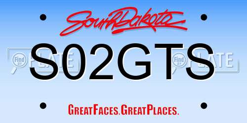 S02GTS South Dakota License Plate