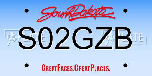 S02GZB South Dakota License Plate