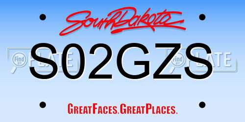 S02GZS South Dakota License Plate