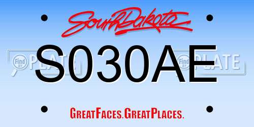 S030AE South Dakota License Plate