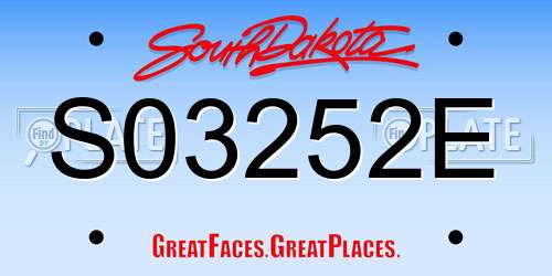 S03252E South Dakota License Plate