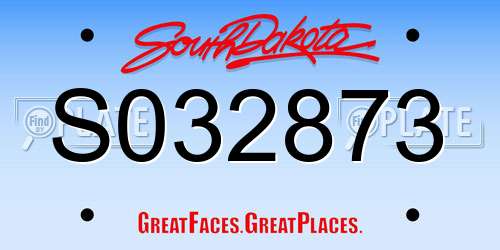 S032873 South Dakota License Plate