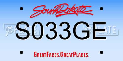 S033GE South Dakota License Plate