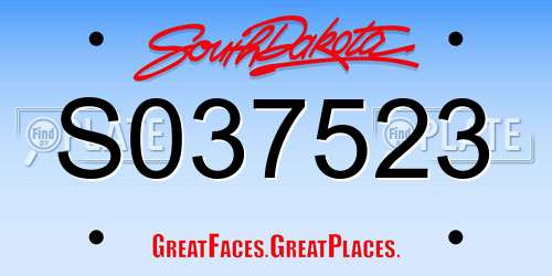 S037523 South Dakota License Plate
