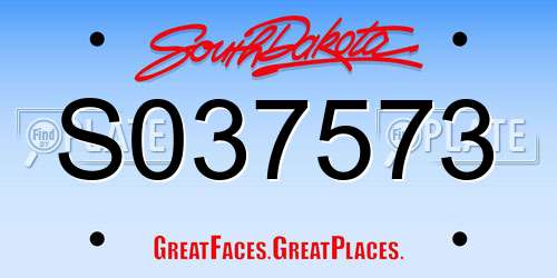 S037573 South Dakota License Plate