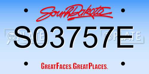 S03757E South Dakota License Plate