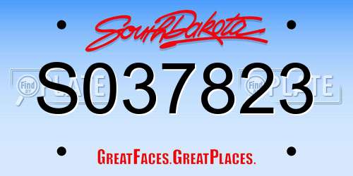 S037823 South Dakota License Plate