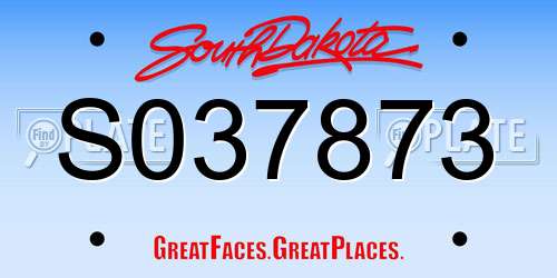 S037873 South Dakota License Plate