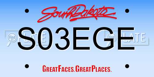 S03EGE South Dakota License Plate