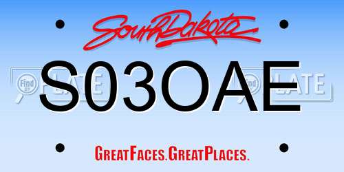 S03OAE South Dakota License Plate