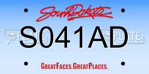 S041AD South Dakota License Plate