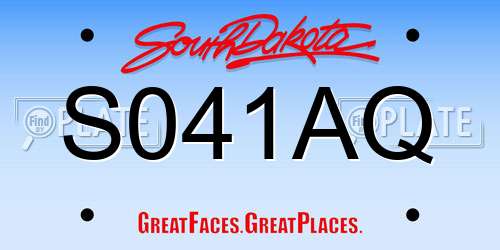 S041AQ South Dakota License Plate