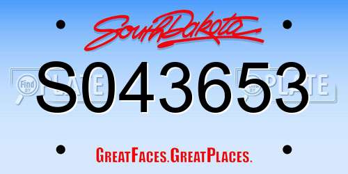 S043653 South Dakota License Plate