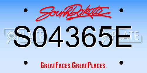 S04365E South Dakota License Plate