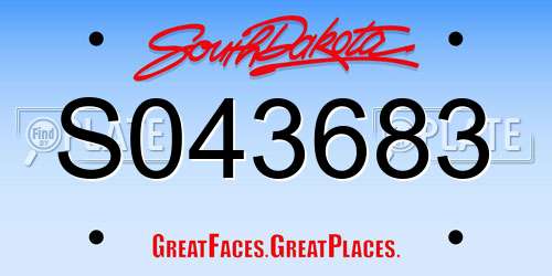 S043683 South Dakota License Plate
