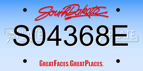 S04368E South Dakota License Plate