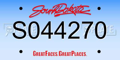 S044270 South Dakota License Plate